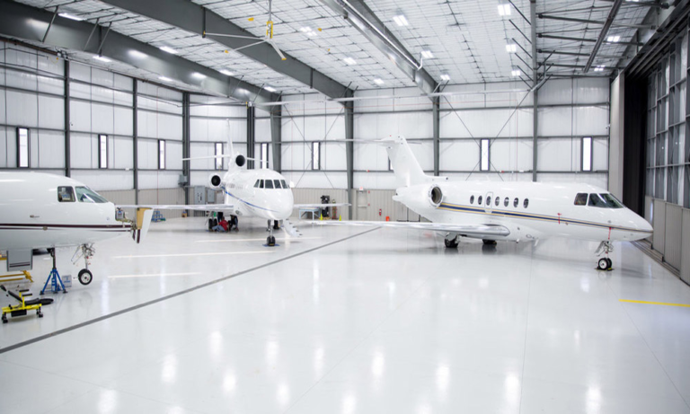 ResinTech floor coating application in an aviation facility