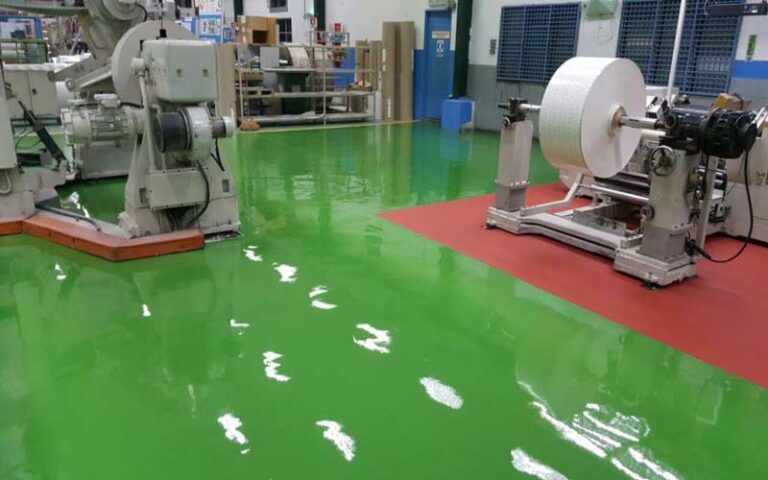 ResinTech floor coating application in a manufacturing facility
